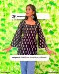 Black Printed Straight Kurti for Women | Cotton Ethnic Daily Wear Kurti