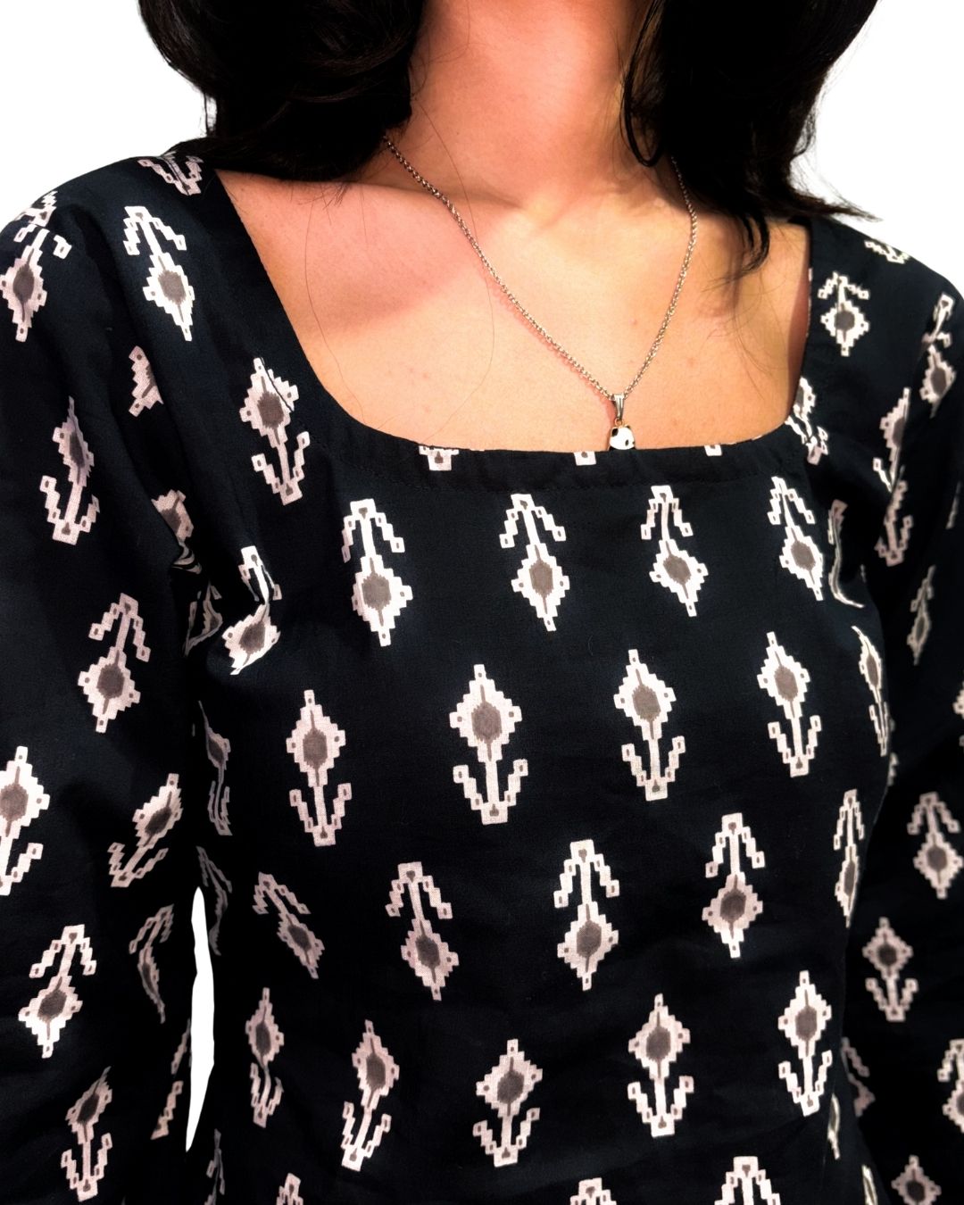 Black Printed Straight Kurti for Women | Cotton Ethnic Daily Wear Kurti