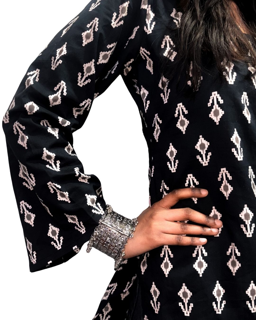 Black Printed Straight Kurti for Women | Cotton Ethnic Daily Wear Kurti