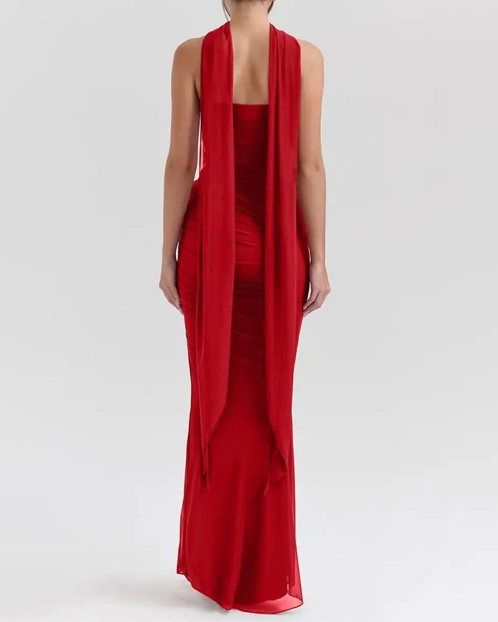 Red Halter Neck Bodycon Maxi Dress | Glam Party Wear for Women