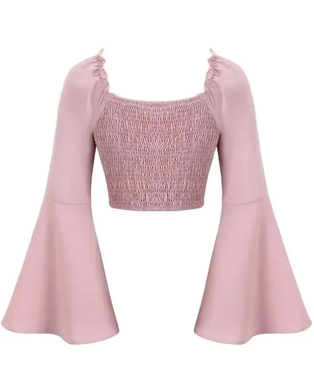 Pink Floral Corset Top | Lace-Up Bell Sleeve Western Top