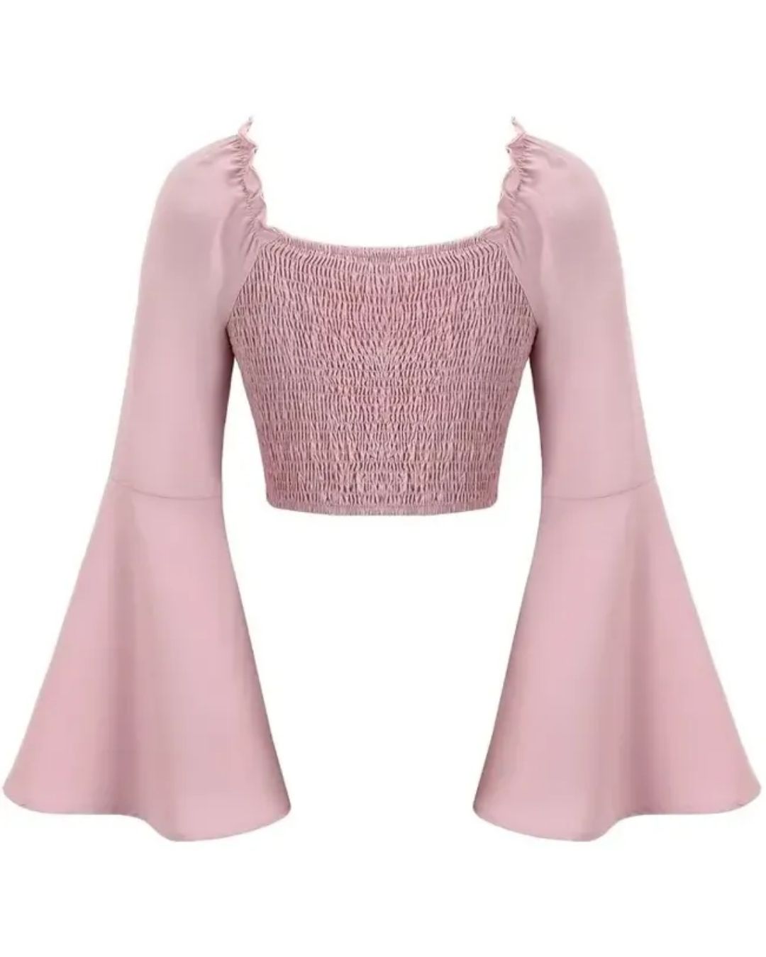 Pink Floral Corset Top | Lace-Up Bell Sleeve Western Top