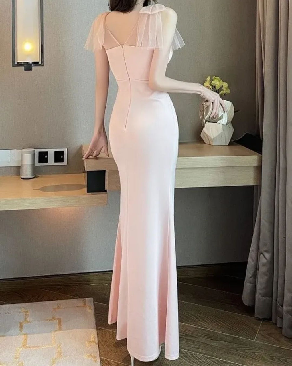 Blush Pink One-Shoulder Ruched Maxi Dress | Elegant Party Wear