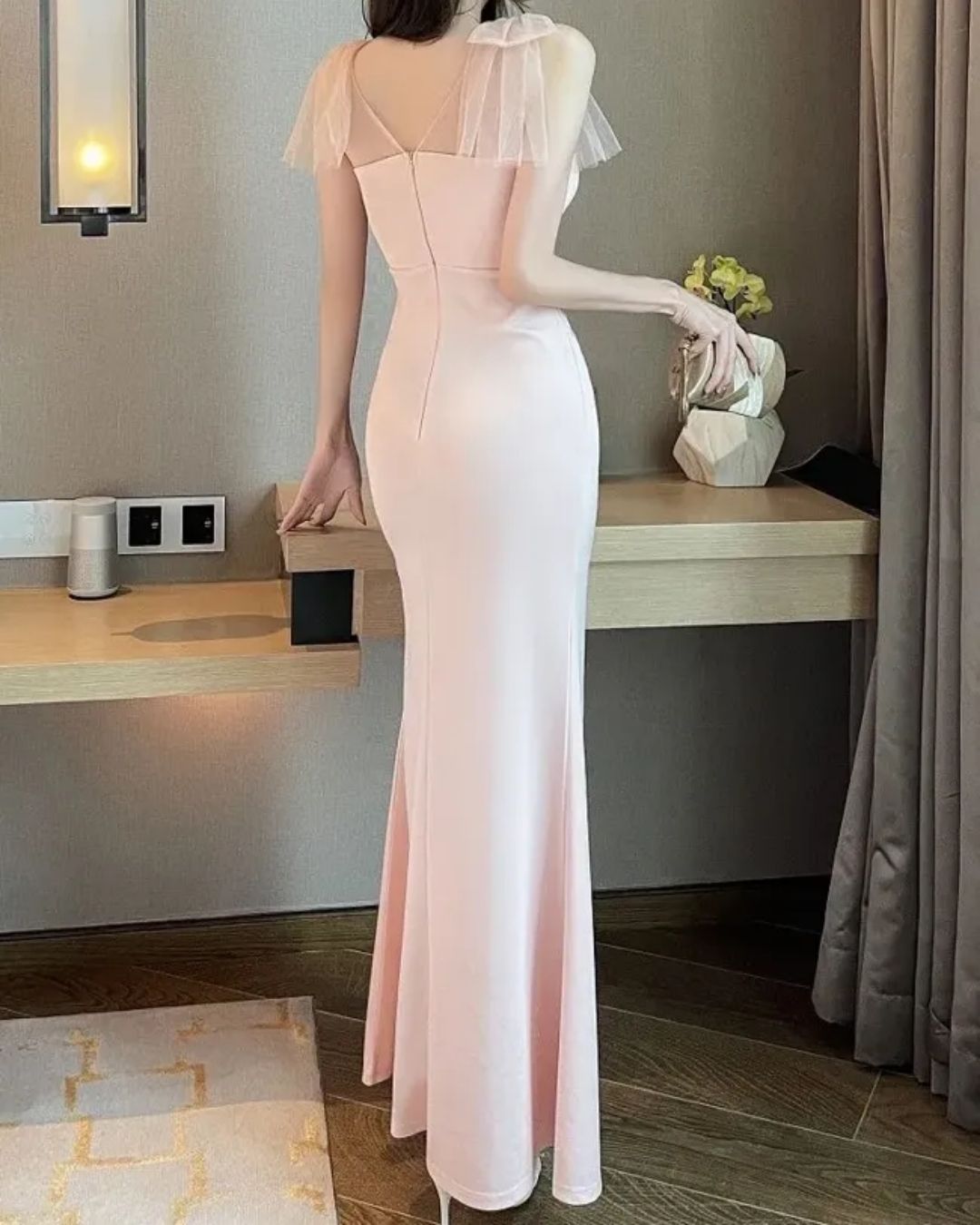 Blush Pink One-Shoulder Ruched Maxi Dress | Elegant Party Wear
