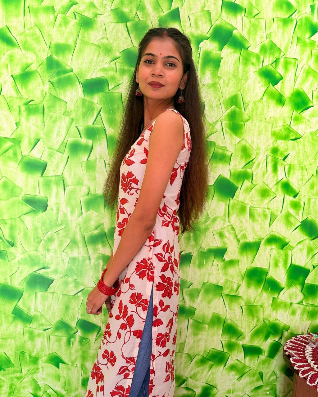 White & Red Floral Printed Sleeveless Maxi Dress for Women | Summer Casual Wear