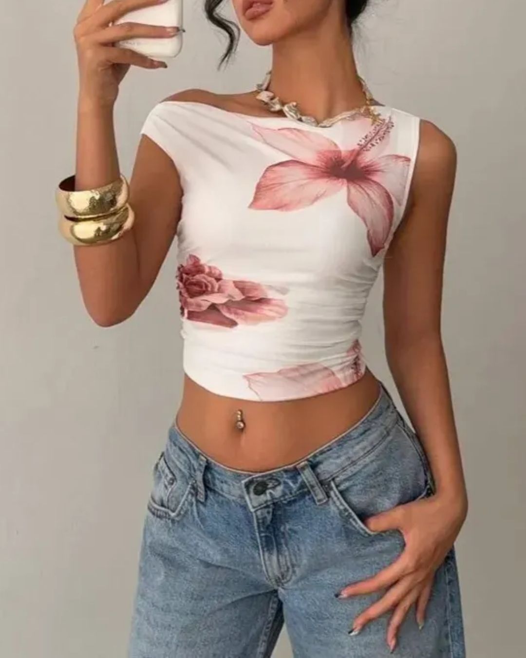 Floral Sleeveless Crop Top for Women | Summer Casual Wear