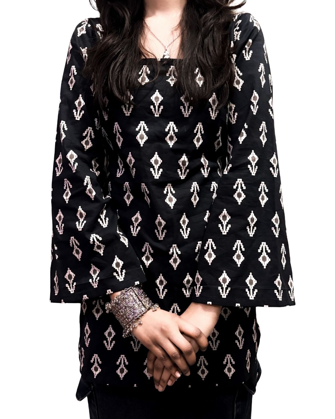 Black Printed Straight Kurti for Women | Cotton Ethnic Daily Wear Kurti