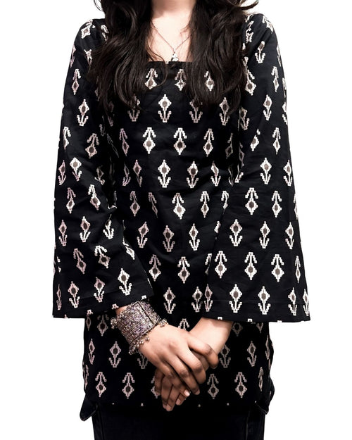 Black Printed Straight Kurti for Women | Cotton Ethnic Daily Wear Kurti